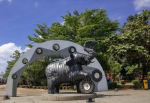 Serunya Joging di Taman Gajah Tunggal, Banyak Dekorasi Unik dari Ban Bekas